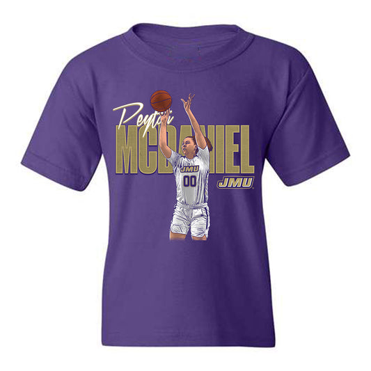 JMU - NCAA Women's Basketball : Peyton McDaniel - Youth T-Shirt Player Illustration