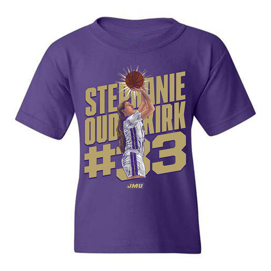 JMU - NCAA Women's Basketball : Stephanie Ouderkirk - Youth T-Shirt Player Illustration