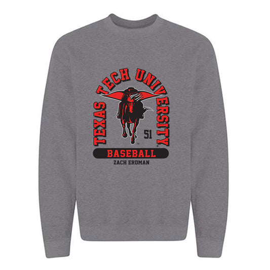 Texas Tech - NCAA Baseball : Zach Erdman - Crewneck Sweatshirt Classic Fashion Shersey