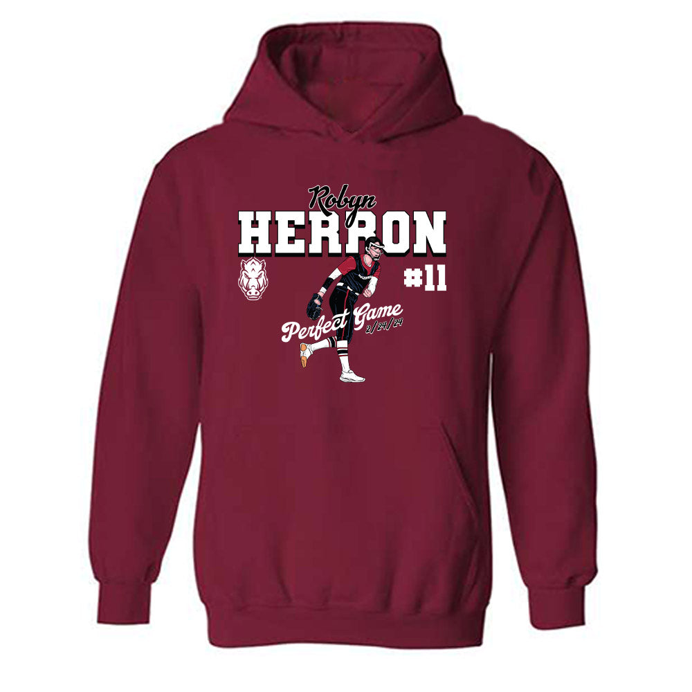 Arkansas - NCAA Softball : Robyn Herron - Hooded Sweatshirt Individual Caricature