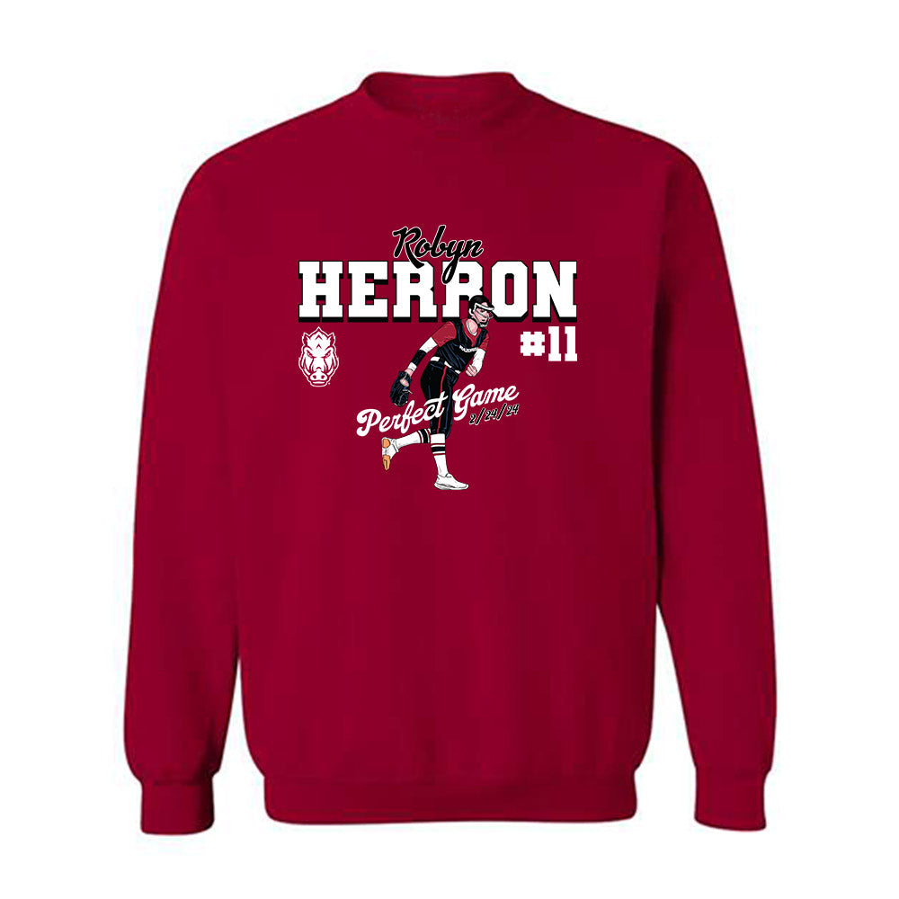 Arkansas - NCAA Softball : Robyn Herron - Crewneck Sweatshirt Individual Caricature