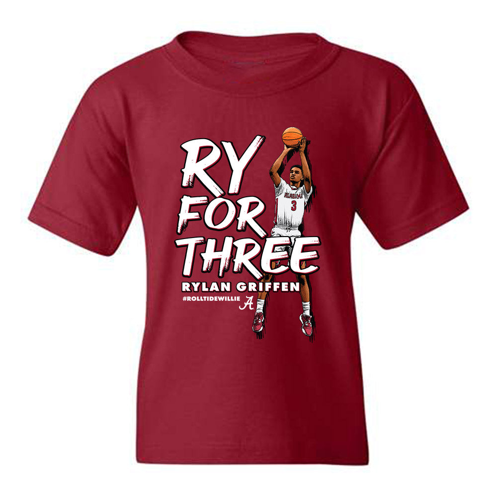 Alabama - NCAA Men's Basketball :  Rylan Griffen  x Roll Tide Willie -  Youth tshirt Individual Caricature