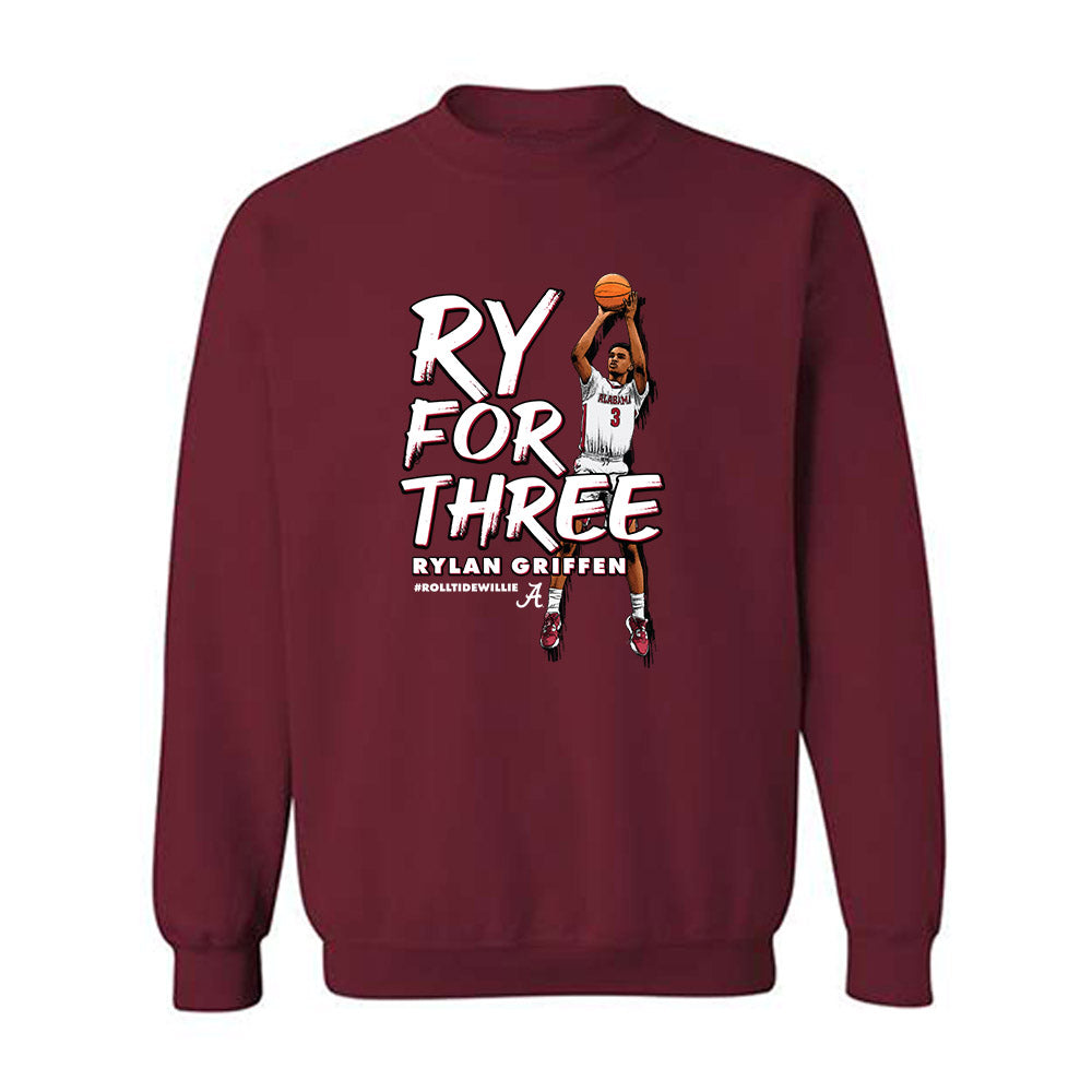 Alabama - NCAA Men's Basketball :  Rylan Griffen  x Roll Tide Willie -  Crewneck Sweatshirt Individual Caricature