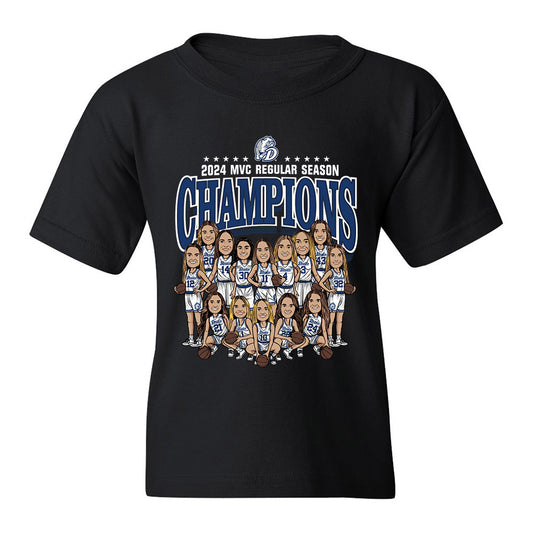 Drake - NCAA Women's Basketball : 2024 Regular Season Champions - Youth T-Shirt Team Caricature