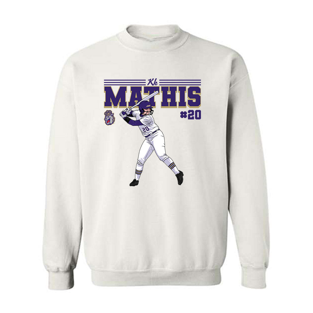 JMU - NCAA Softball : Kk Mathis - Crewneck Sweatshirt Individual Caricature