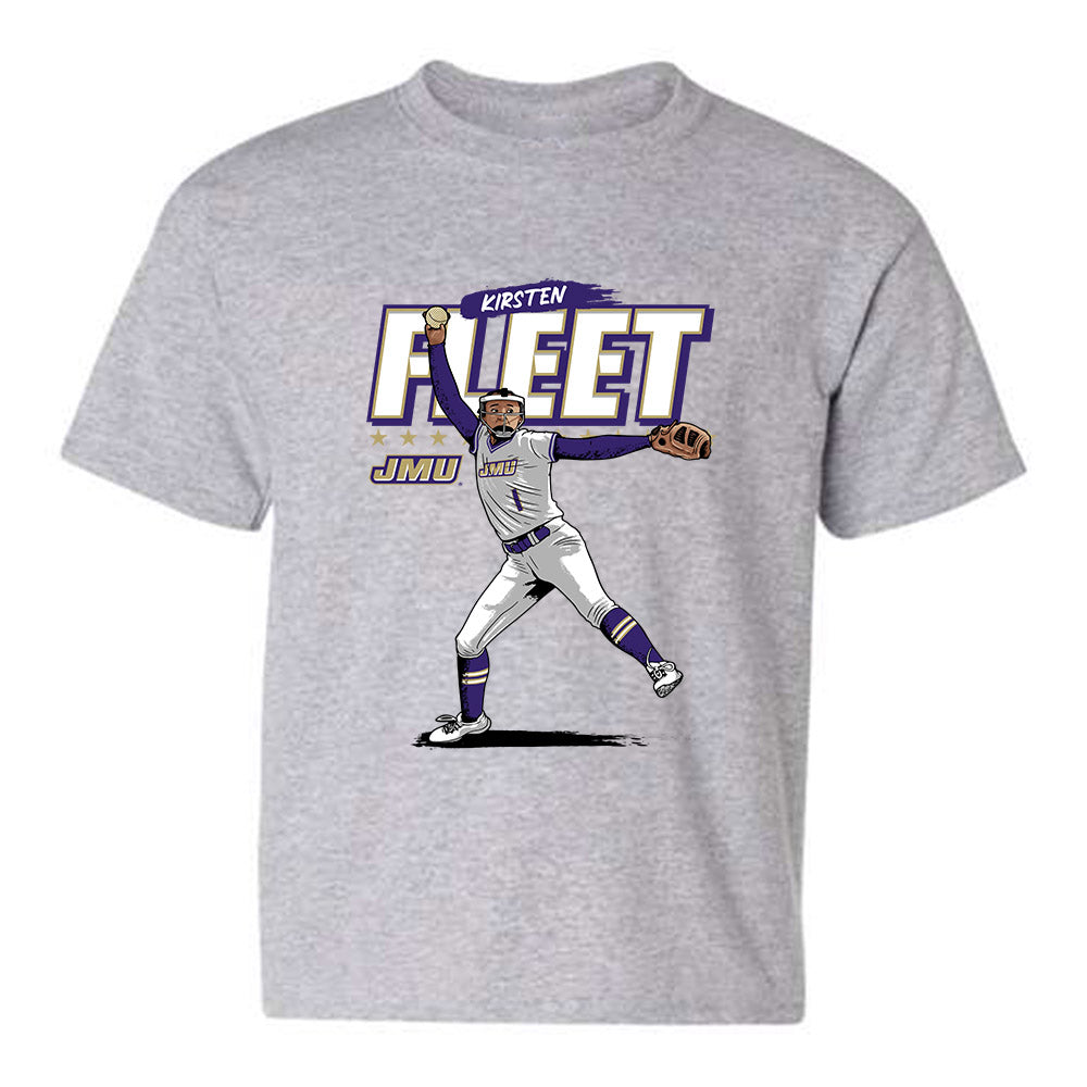JMU - NCAA Softball : Kirsten Fleet - Youth T-Shirt {product_type} Individual Caricature