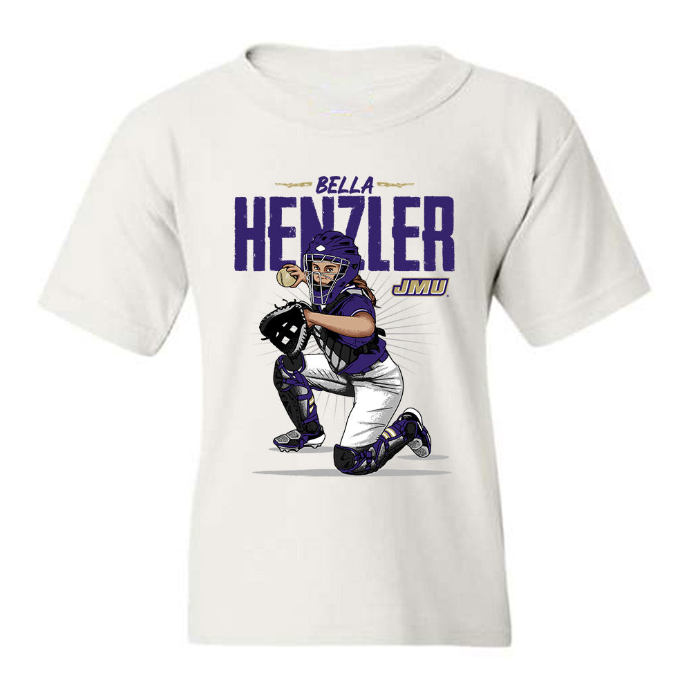 JMU - NCAA Softball : Bella Henzler - Youth T-Shirt {product_type} Individual Caricature