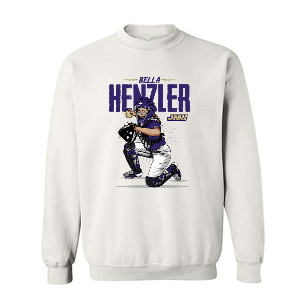 JMU - NCAA Softball : Bella Henzler - Crewneck Sweatshirt Individual Caricature