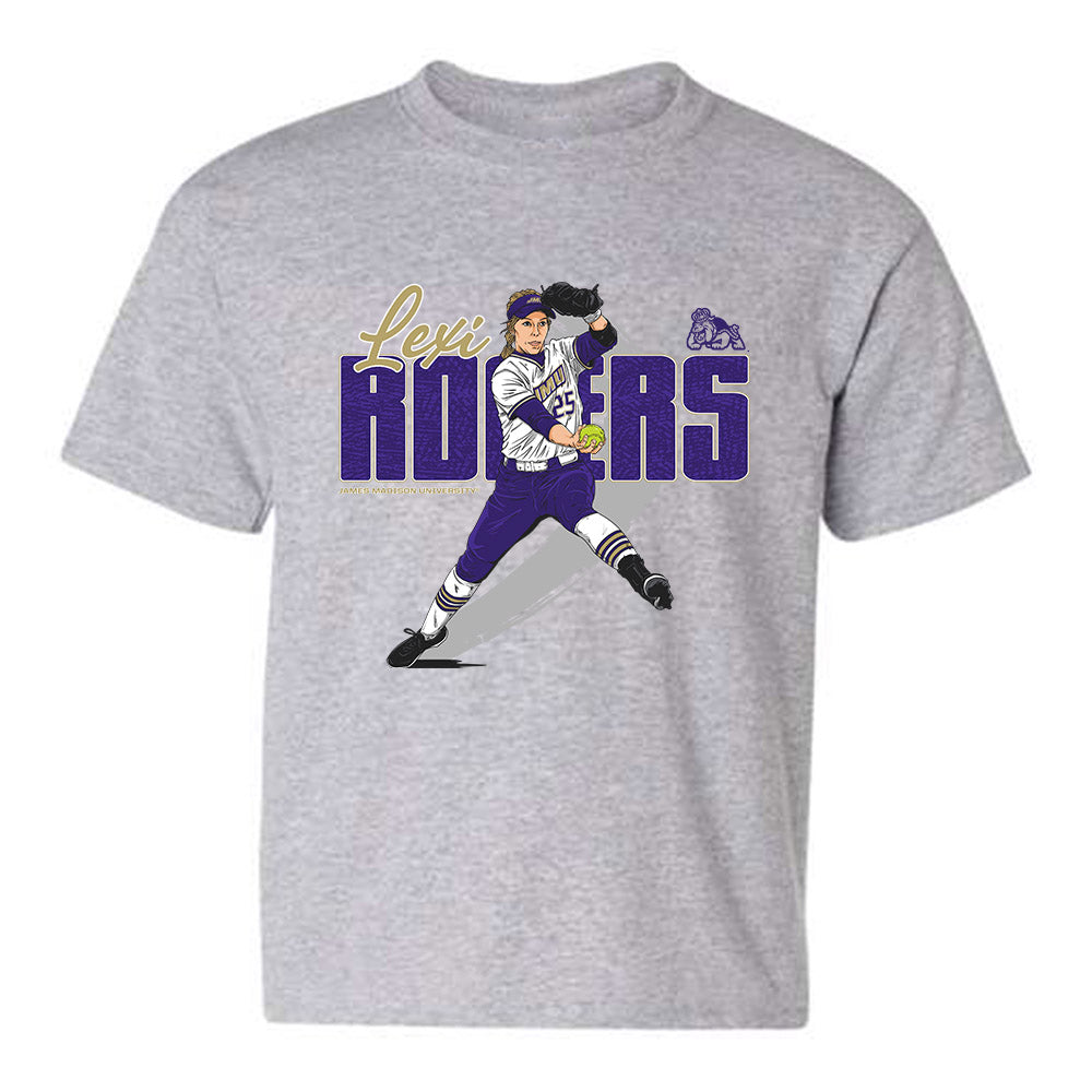 JMU - NCAA Softball : Lexi Rogers - Youth T-Shirt {product_type} Individual Caricature
