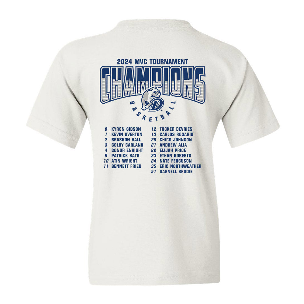 Drake - NCAA Men's Basketball : 2024 Tournament Champions - Youth T-Shirt Roster Shirt