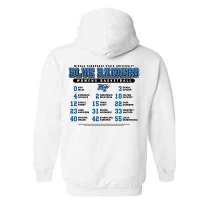 MTSU - NCAA Women's Basketball : 2024 Conference USA Tournament Champions - Hooded Sweatshirt Roster Shirt