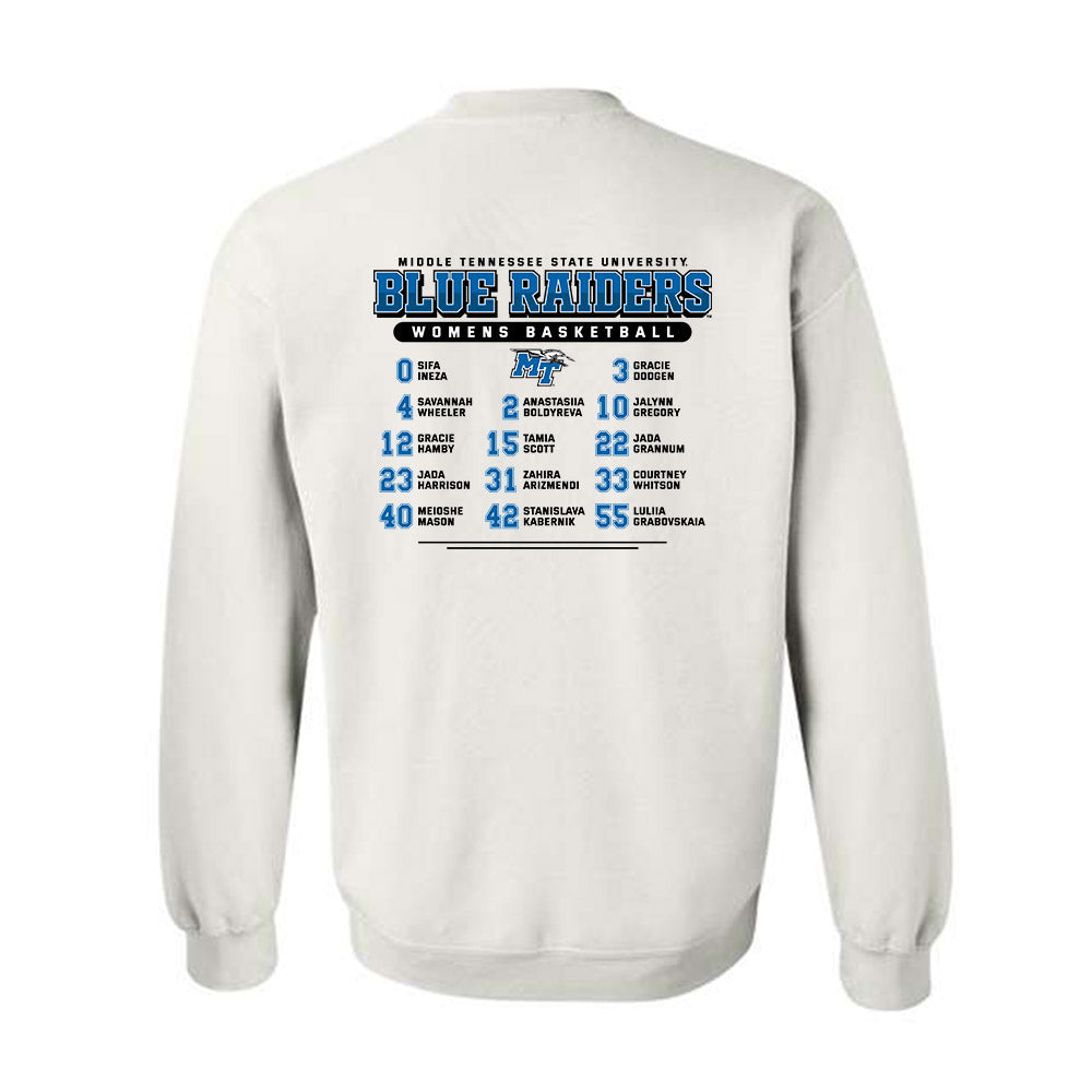 MTSU - NCAA Women's Basketball : 2024 Conference USA Tournament Champions - Crewneck Sweatshirt Roster Shirt