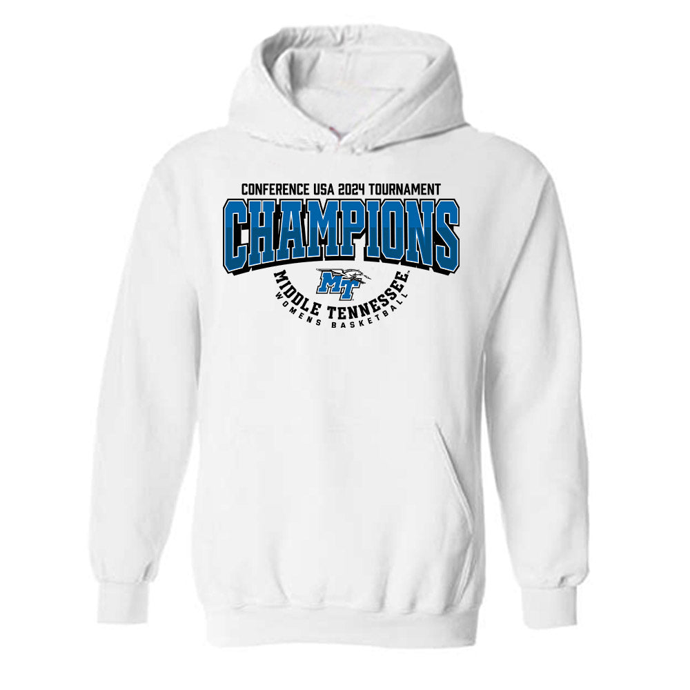 MTSU - NCAA Women's Basketball : 2024 Conference USA Tournament Champions - Hooded Sweatshirt Roster Shirt