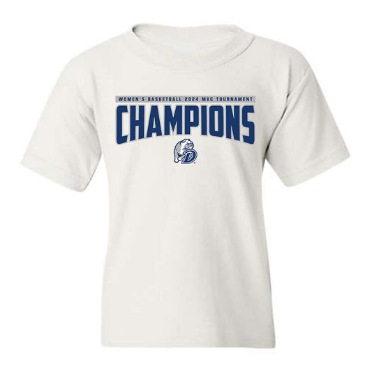 Drake - NCAA Women's Basketball : 2024 MVC Tournament Champions - Youth T-Shirt Roster Shirt