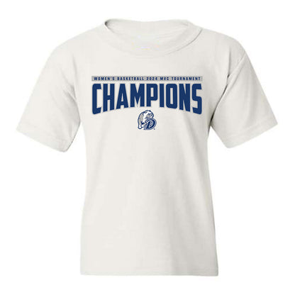 Drake - NCAA Women's Basketball : 2024 MVC Tournament Champions - Youth T-Shirt Roster Shirt