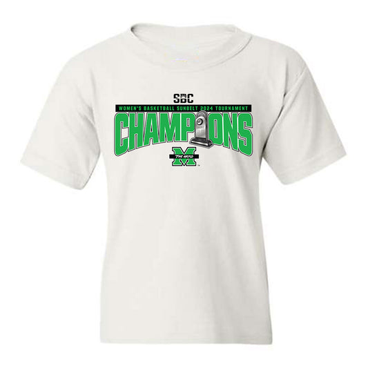 Marshall - NCAA Women's Basketball : 2024 Sunbelt Tournament Champions - Youth T-Shirt Roster Shirt