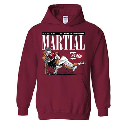 Troy - NCAA Football : Carlton Martial NCAA Tackle Record Hooded Sweatshirt