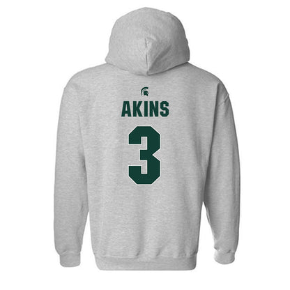 Michigan State - NCAA Men's Basketball : Jaden Akins - Hooded Sweatshirt Classic Shersey