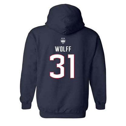 UConn - NCAA Baseball : Devin Wolff - Hooded Sweatshirt Sports Shersey