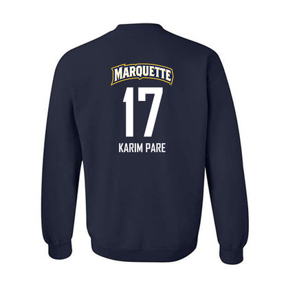 Marquette - NCAA Men's Soccer : Abdoul Karim Pare - Navy Replica Shersey Sweatshirt