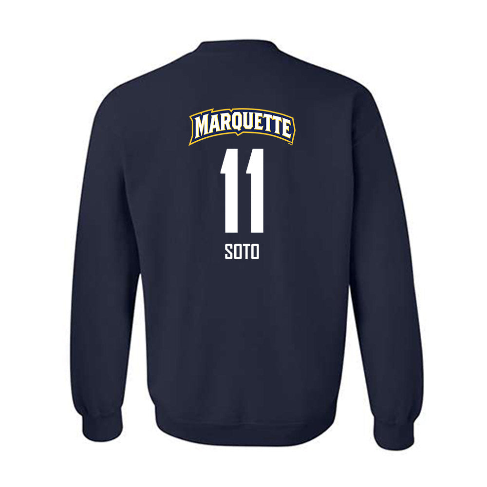 Marquette - NCAA Men's Soccer : Heriberto Soto - Navy Replica Shersey Sweatshirt
