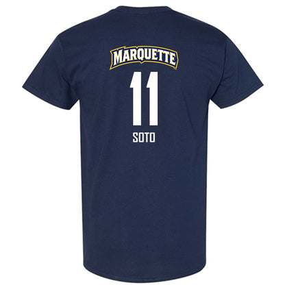 Marquette - NCAA Men's Soccer : Heriberto Soto - Navy Replica Shersey Short Sleeve T-Shirt