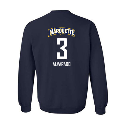 Marquette - NCAA Men's Soccer : Diegoarmando Alvarado - Navy Replica Shersey Sweatshirt