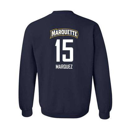 Marquette - NCAA Men's Soccer : Christian Marquez - Navy Replica Shersey Sweatshirt