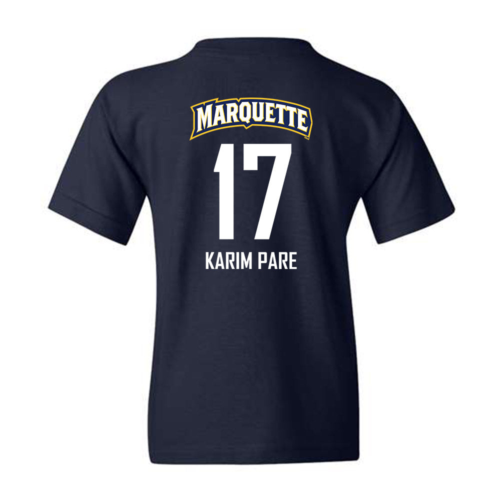 Marquette - NCAA Men's Soccer : Abdoul Karim Pare - Navy Replica Shersey Youth T-Shirt