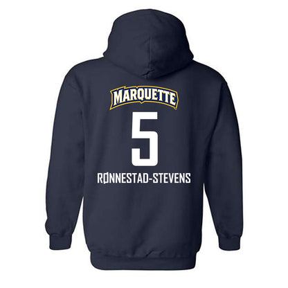 Marquette - NCAA Men's Soccer : Tristan Ronnestad-Stevens - Navy Replica Shersey Hooded Sweatshirt