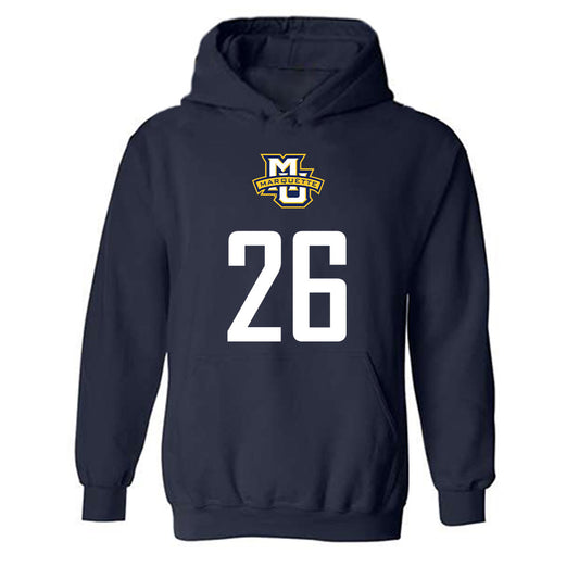 Marquette - NCAA Men's Soccer : Joey Fitzgerald - Navy Replica Shersey Hooded Sweatshirt