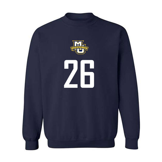 Marquette - NCAA Men's Soccer : Joey Fitzgerald - Navy Replica Shersey Sweatshirt