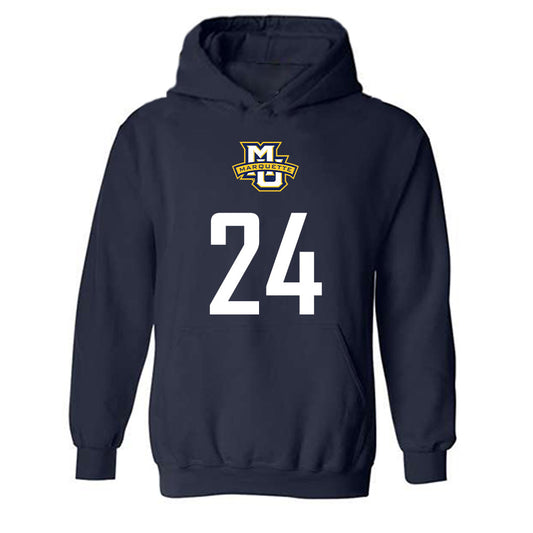Marquette - NCAA Men's Soccer : Donny Jones - Navy Replica Shersey Hooded Sweatshirt