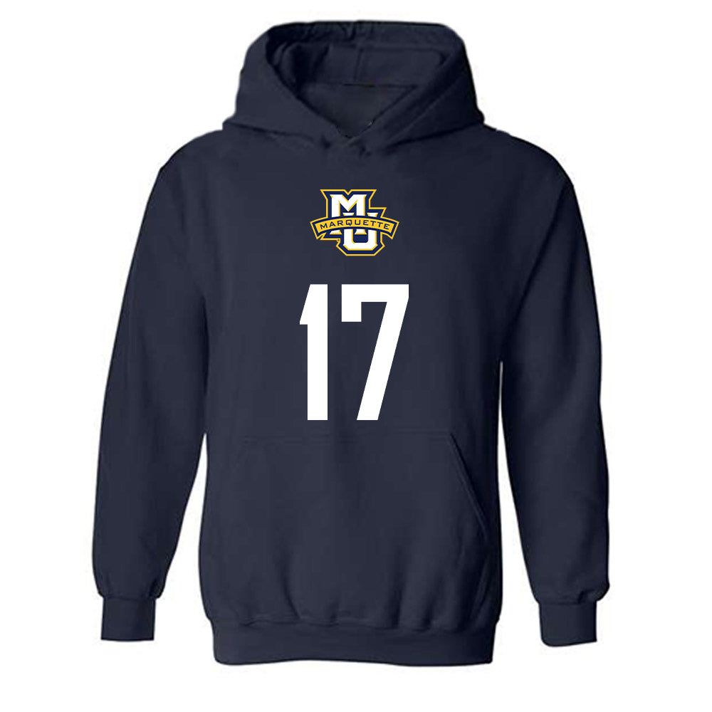 Marquette - NCAA Men's Soccer : Abdoul Karim Pare - Navy Replica Shersey Hooded Sweatshirt