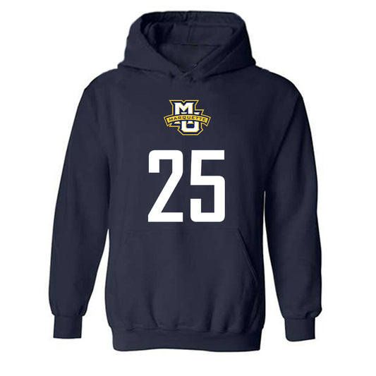 Marquette - NCAA Men's Soccer : Jai Hsieh-Bailey - Navy Replica Shersey Hooded Sweatshirt