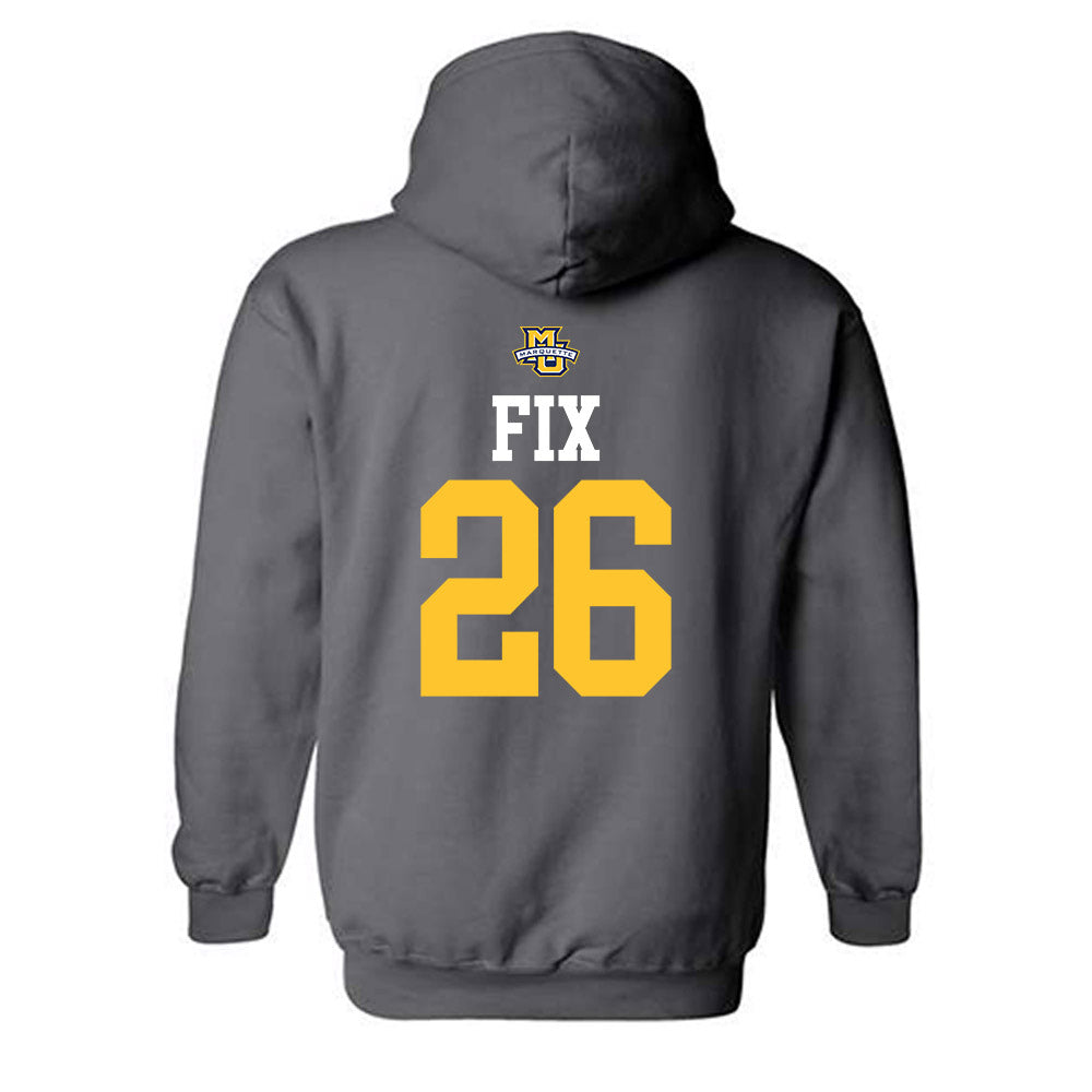 Marquette - NCAA Women's Soccer : Emily Fix - Charcoal Replica Shersey Hooded Sweatshirt