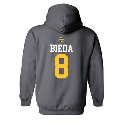 Marquette - NCAA Women's Soccer : Josephine Bieda - Charcoal Replica Shersey Hooded Sweatshirt