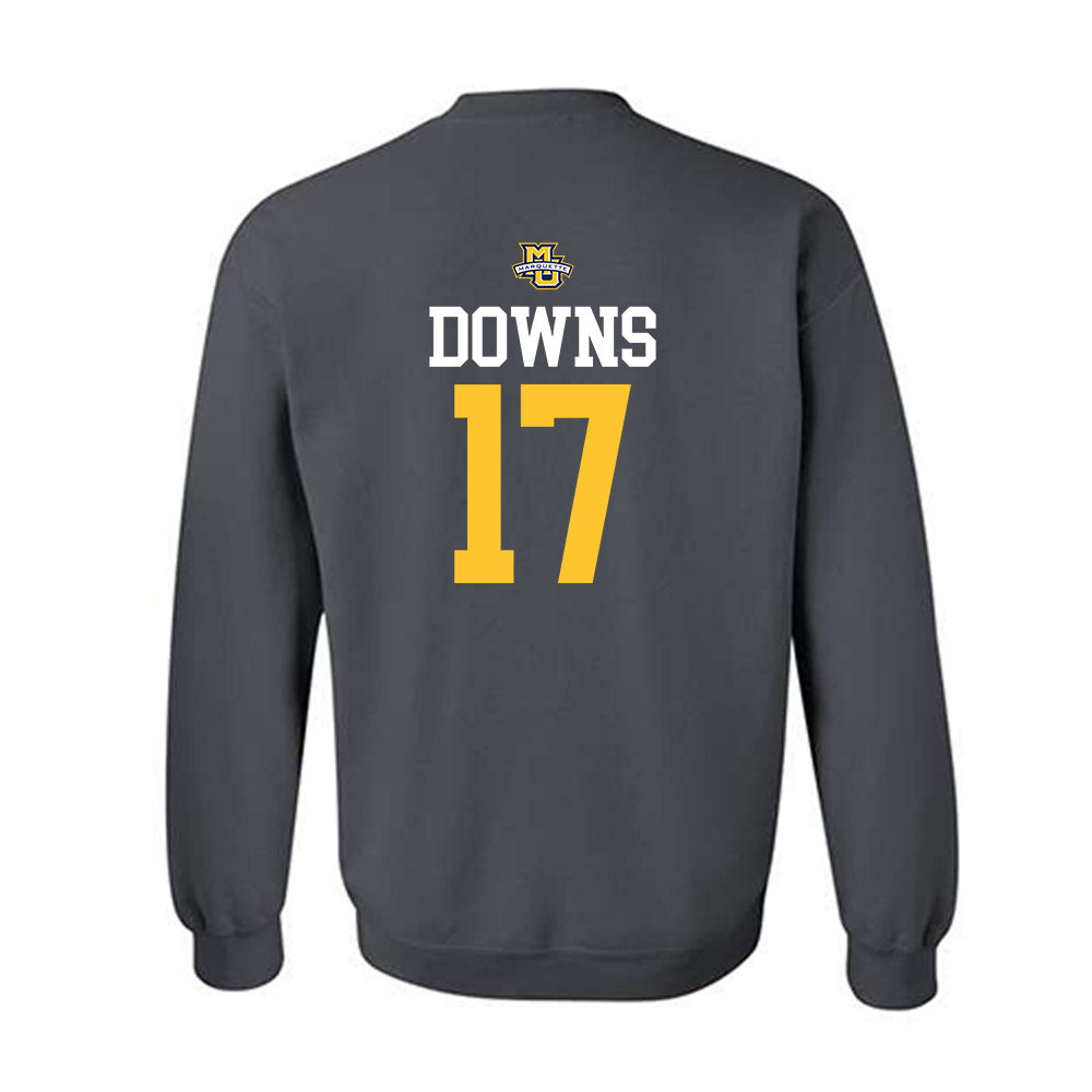 Marquette - NCAA Women's Soccer : Cate Downs - Charcoal Replica Shersey Sweatshirt