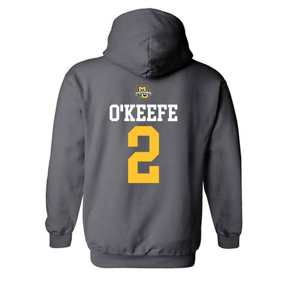 Marquette - NCAA Women's Soccer : Erin O'Keefe - Charcoal Replica Shersey Hooded Sweatshirt