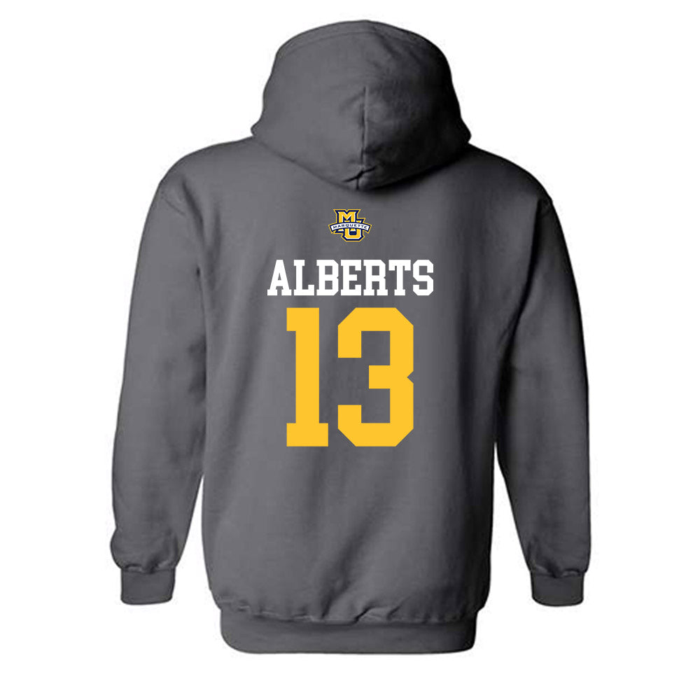 Marquette - NCAA Women's Soccer : Adrianna Alberts - Charcoal Replica Shersey Hooded Sweatshirt