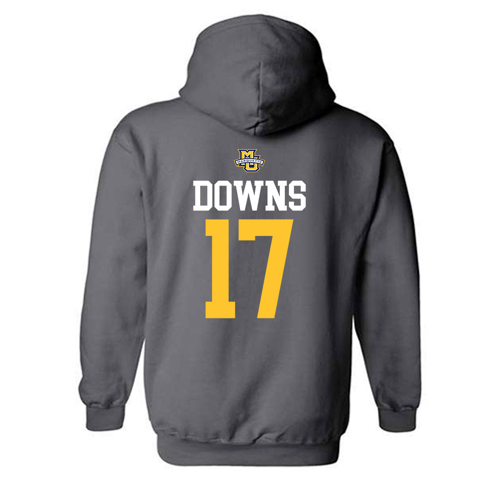 Marquette - NCAA Women's Soccer : Cate Downs - Charcoal Replica Shersey Hooded Sweatshirt