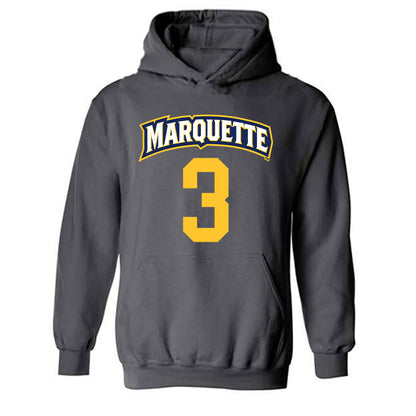Marquette - NCAA Women's Soccer : Molly Keiper - Charcoal Replica Shersey Hooded Sweatshirt