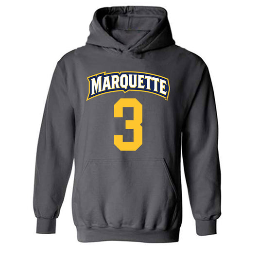 Marquette - NCAA Women's Soccer : Molly Keiper - Charcoal Replica Shersey Hooded Sweatshirt