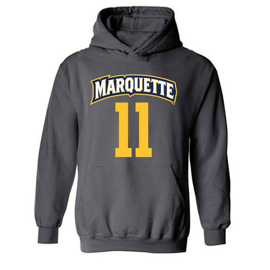 Marquette - NCAA Women's Soccer : Julia O'Neill - Charcoal Replica Shersey Hooded Sweatshirt