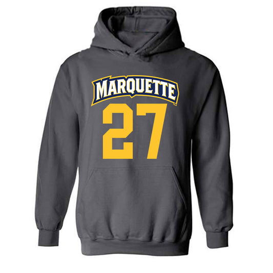 Marquette - NCAA Women's Soccer : Carina Murphy - Charcoal Replica Shersey Hooded Sweatshirt