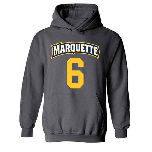 Marquette - NCAA Women's Soccer : Mia Haertle - Charcoal Replica Shersey Hooded Sweatshirt