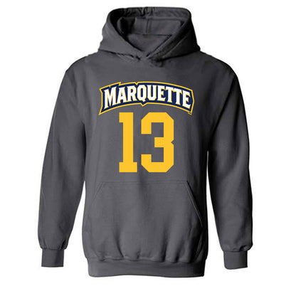 Marquette - NCAA Women's Soccer : Adrianna Alberts - Charcoal Replica Shersey Hooded Sweatshirt