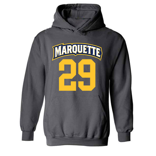 Marquette - NCAA Women's Soccer : Alexa Maletis - Charcoal Replica Shersey Hooded Sweatshirt