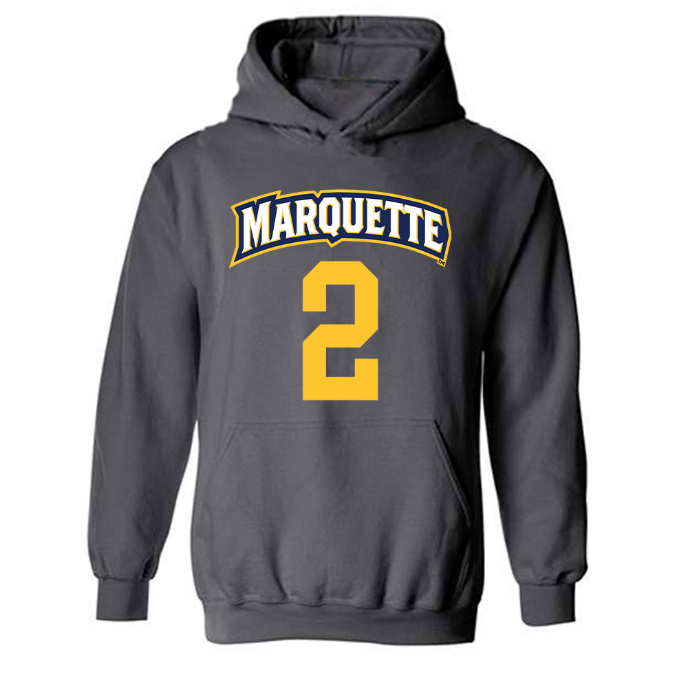 Marquette - NCAA Women's Soccer : Erin O'Keefe - Charcoal Replica Shersey Hooded Sweatshirt