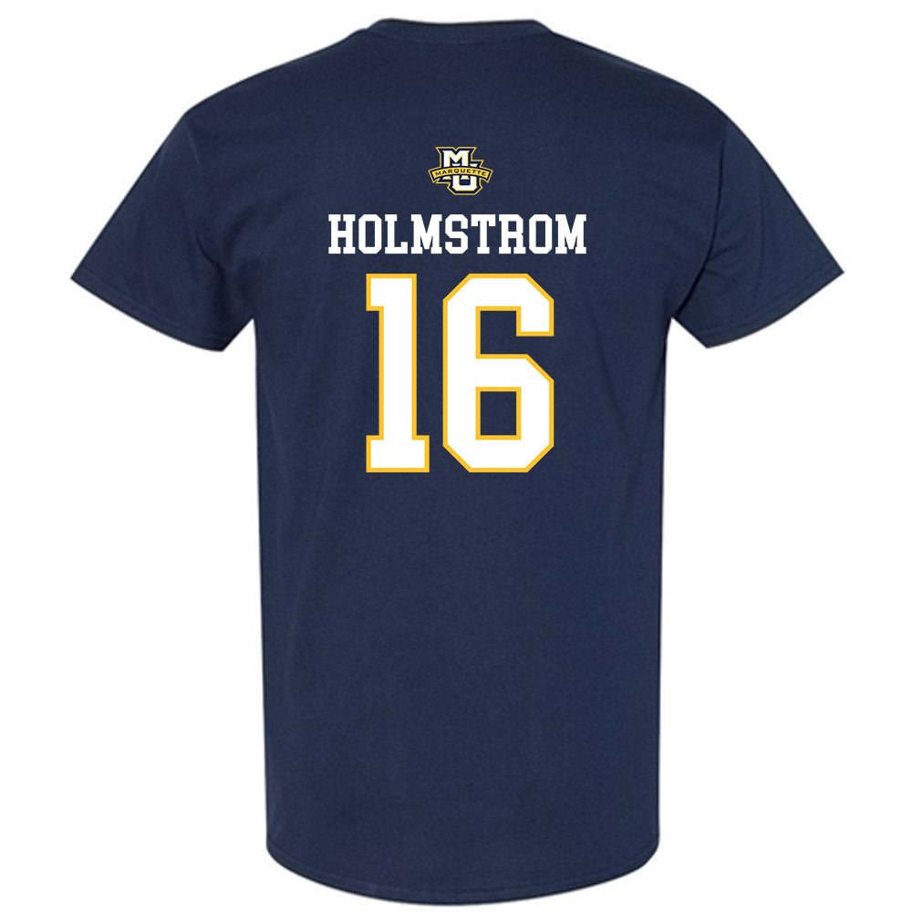 Marquette - NCAA Women's Volleyball : Ella Holmstrom - Navy Replica Shersey Short Sleeve T-Shirt